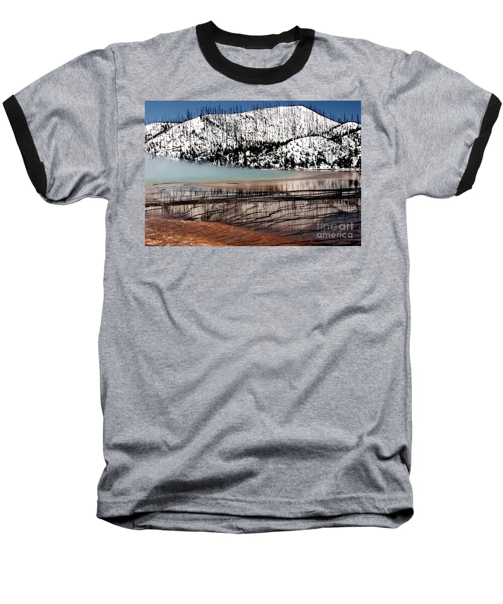 Yellowstone National Park Baseball T-Shirt featuring the photograph Nature's Mosaic I by Sharon Elliott