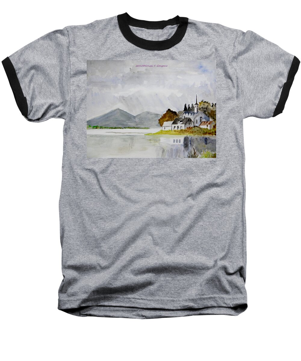 Landscape Baseball T-Shirt featuring the painting Nature's painting by Sonali Gangane