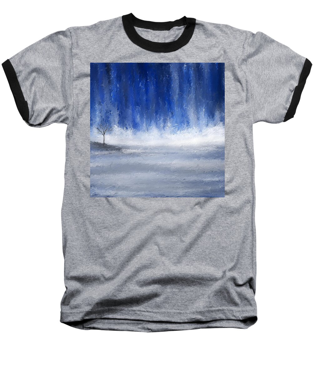 Navy Blue Baseball T-Shirt featuring the painting Navy Blue Art by Lourry Legarde