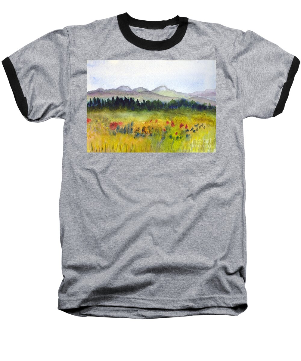Beautiful Baseball T-Shirt featuring the painting NEK Mountains and Meadows by Donna Walsh