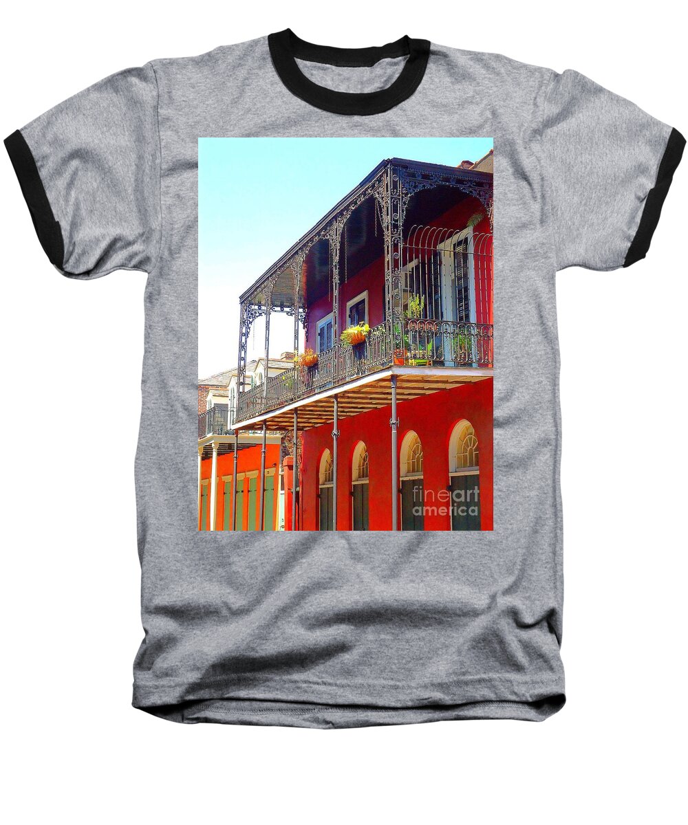 New Orleans Baseball T-Shirt featuring the photograph New Orleans French Quarter Architecture 2 by Saundra Myles