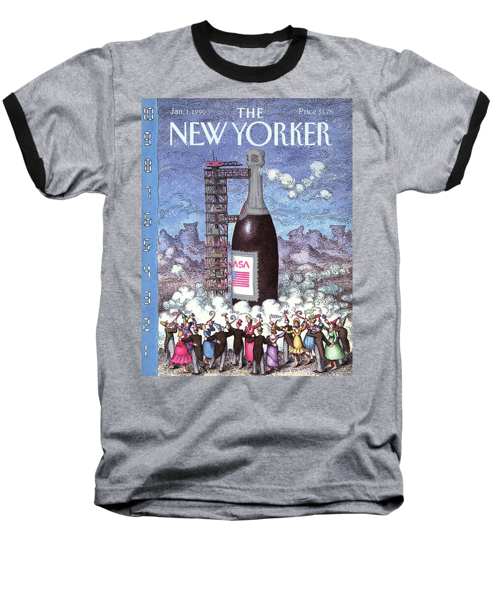 Holidays Baseball T-Shirt featuring the painting New Yorker January 1st, 1990 by John O'Brien