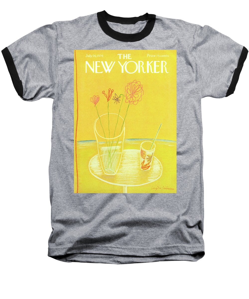 Drink Baseball T-Shirt featuring the painting New Yorker July 26th, 1976 by Eugene Mihaesco
