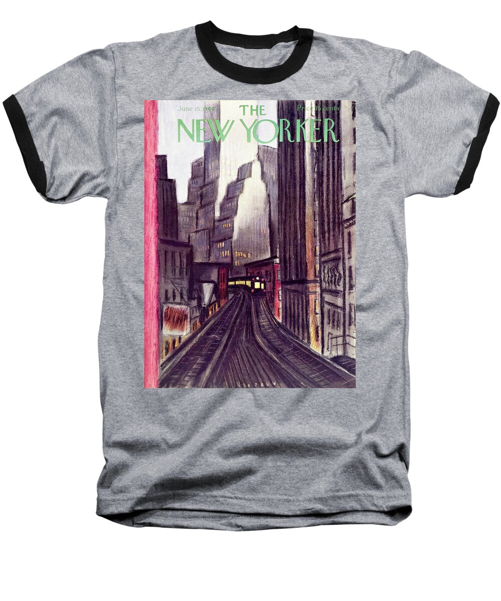 Travel Baseball T-Shirt featuring the painting New Yorker June 15 1940 by Victor De Pauw