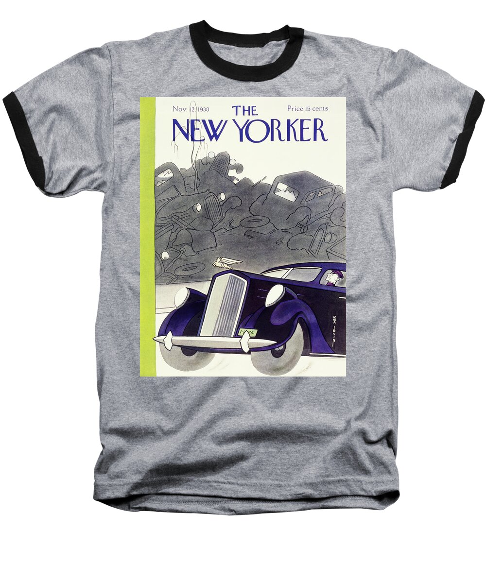 Auto Baseball T-Shirt featuring the painting New Yorker November 12 1938 by Rea Irvin