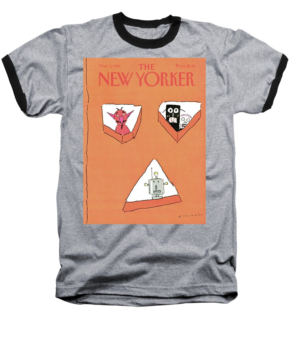Holiday Baseball T-Shirt featuring the painting New Yorker November 2nd, 1981 by RO Blechman