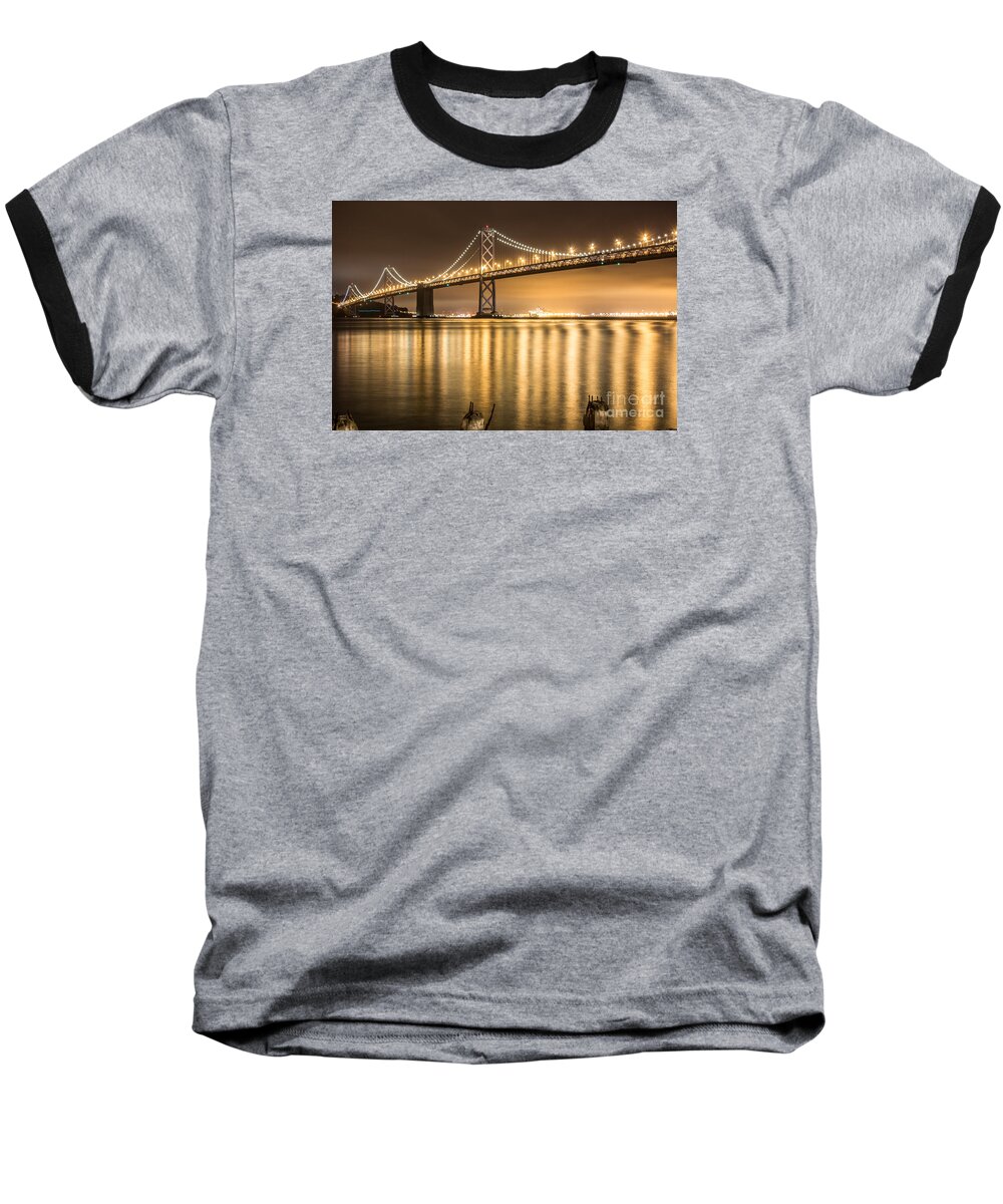 San Francisco Baseball T-Shirt featuring the photograph Night Descending On The Bay Bridge by Suzanne Luft