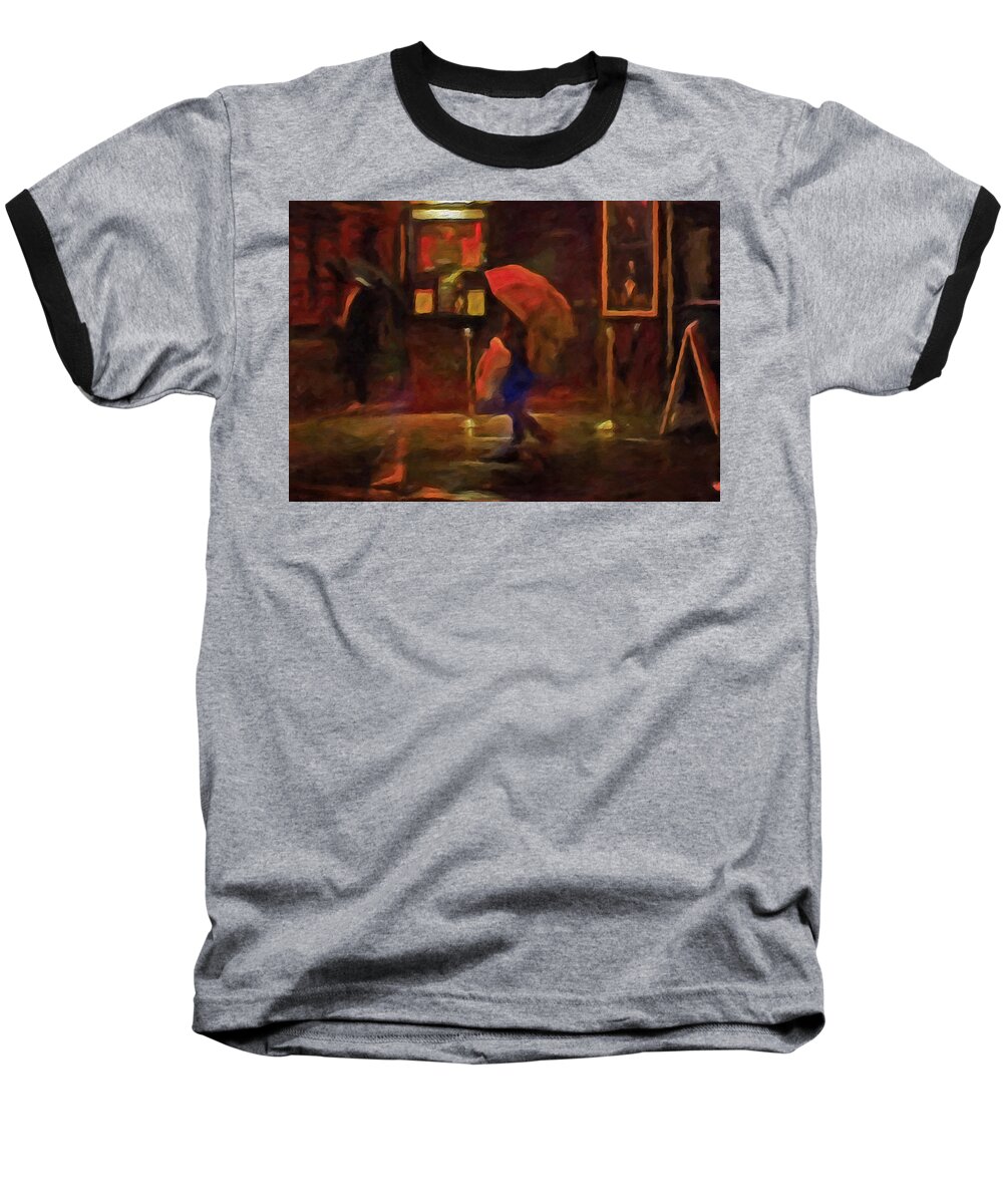 Nightlight Baseball T-Shirt featuring the painting Nightlife by Michael Pickett