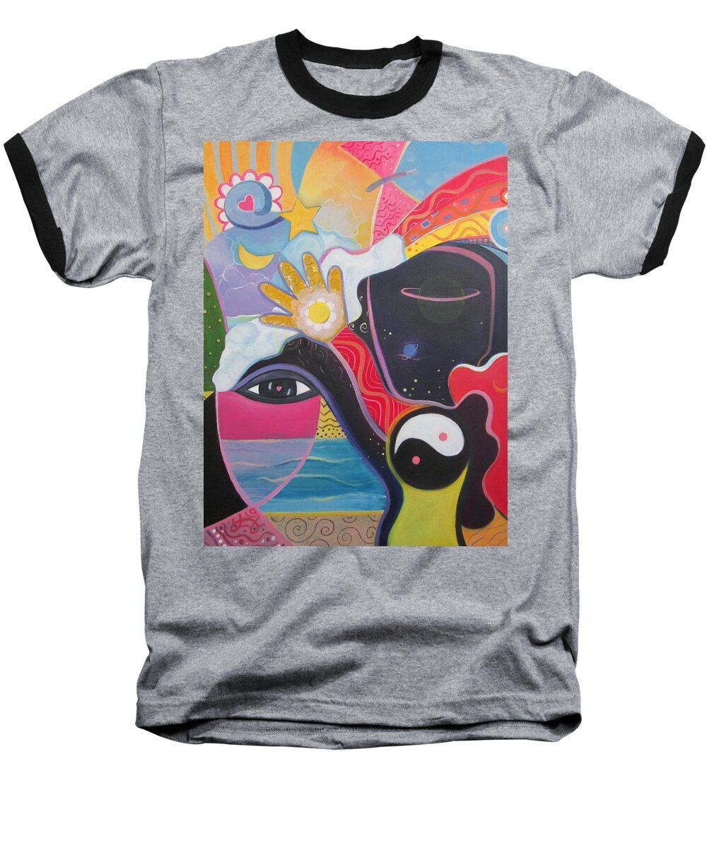 Figurative Baseball T-Shirt featuring the painting No Small Dream by Helena Tiainen
