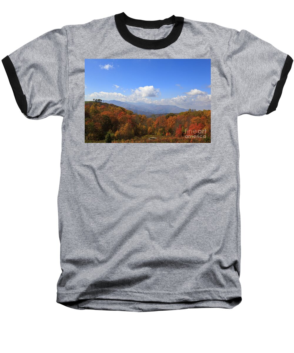 Max Patch Bald Baseball T-Shirt featuring the photograph North Carolina Mountains in the Fall by Jill Lang