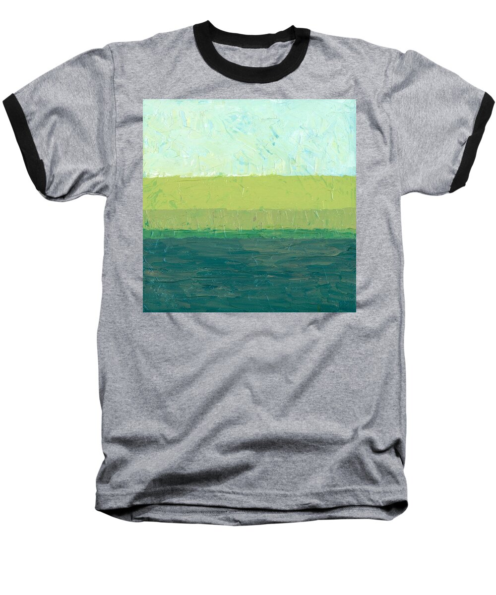 Abstract Baseball T-Shirt featuring the painting Ocean Blue and Green by Michelle Calkins
