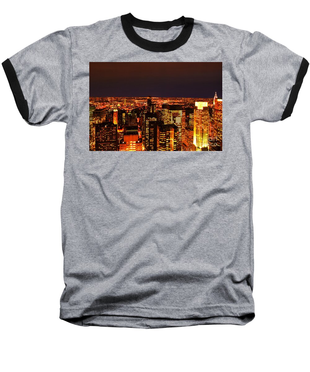  New York City Baseball T-Shirt featuring the photograph Ocean of Light New York City USA by Sabine Jacobs