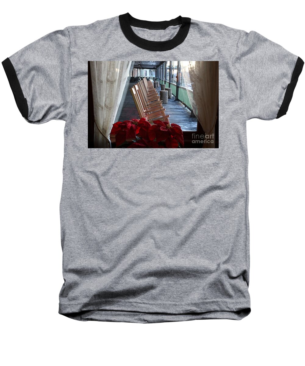 Mohonk Mountain House Baseball T-Shirt featuring the photograph Off Your Rocker by Maxine Kamin