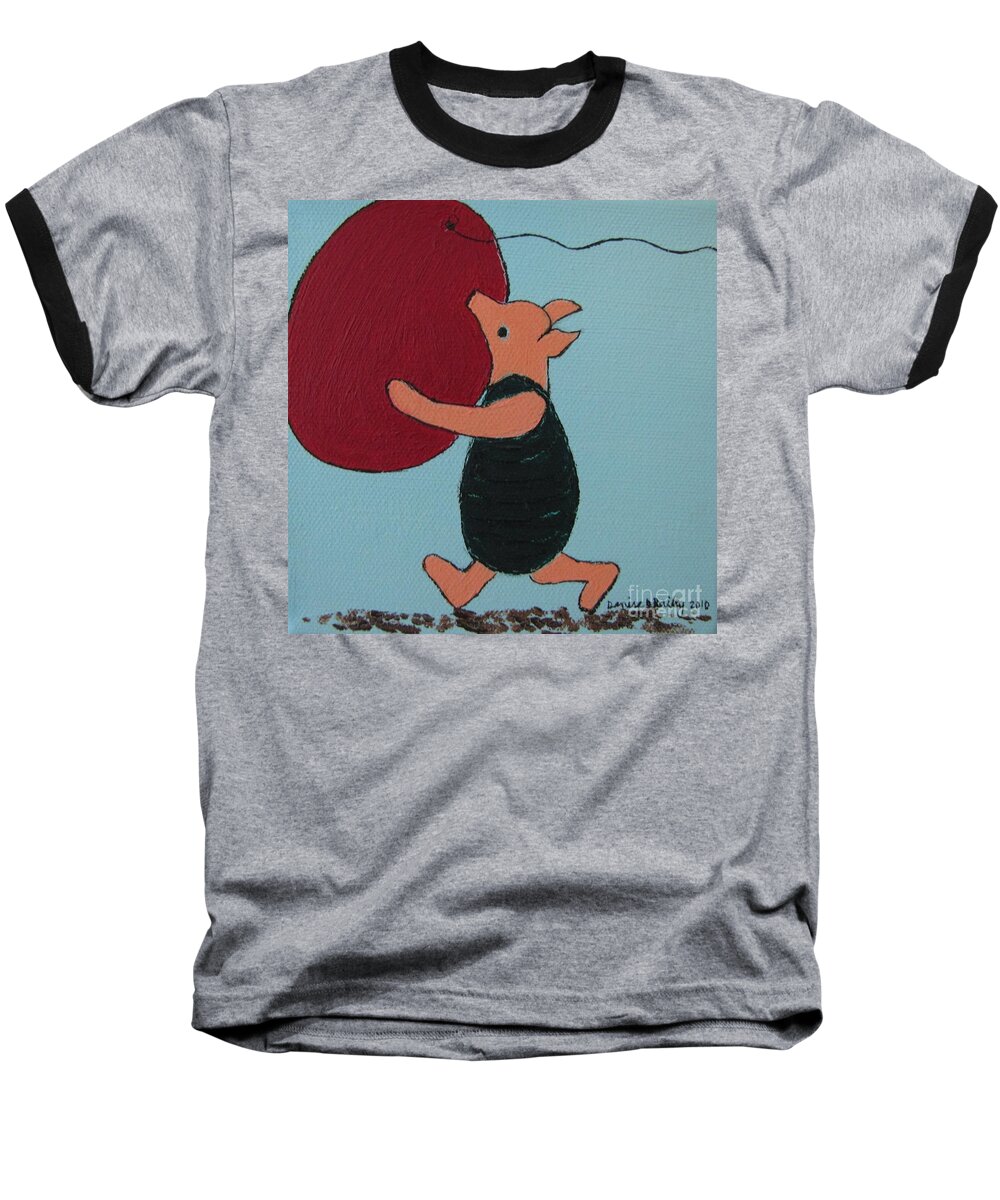 Piglet Baseball T-Shirt featuring the painting Oh Dear Dear by Denise Railey