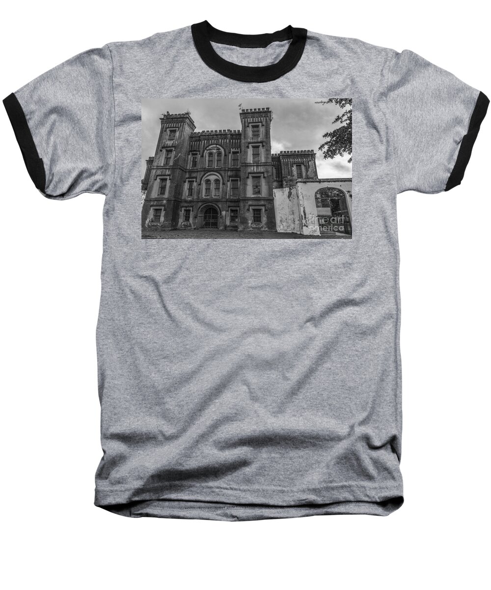 Old Baseball T-Shirt featuring the photograph Old City Jail in Black and White by Dale Powell