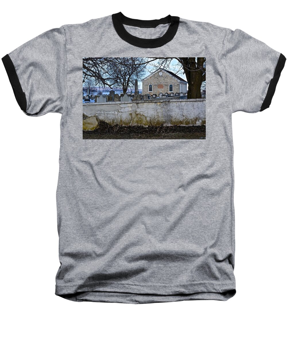 Amish Baseball T-Shirt featuring the photograph Old Leacock Presbyterian Church and Cemetery by Tana Reiff
