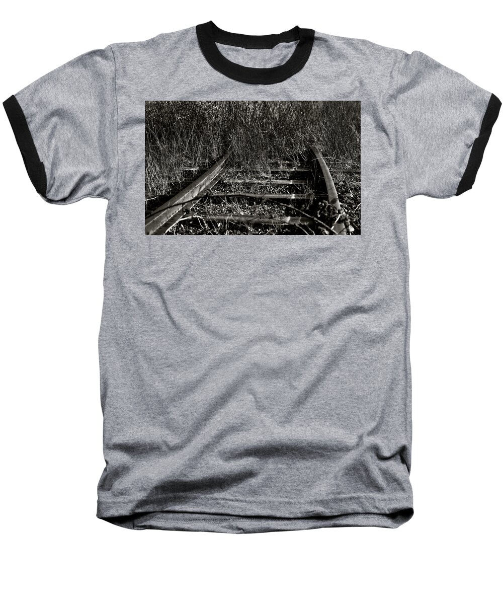 Rail Baseball T-Shirt featuring the photograph Old Rails by Ron Roberts