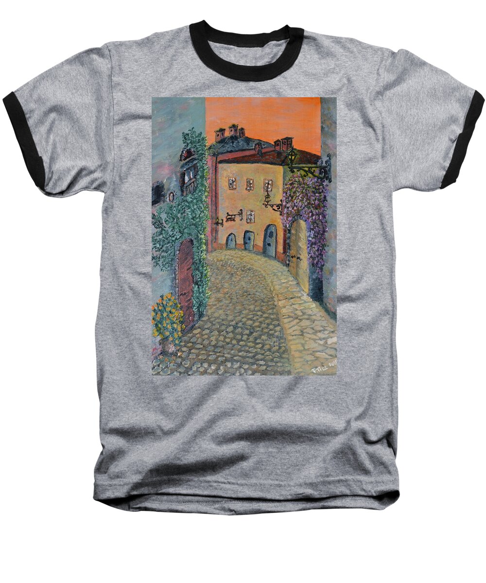 Landscape Baseball T-Shirt featuring the painting Old town in Piedmont by Felicia Tica