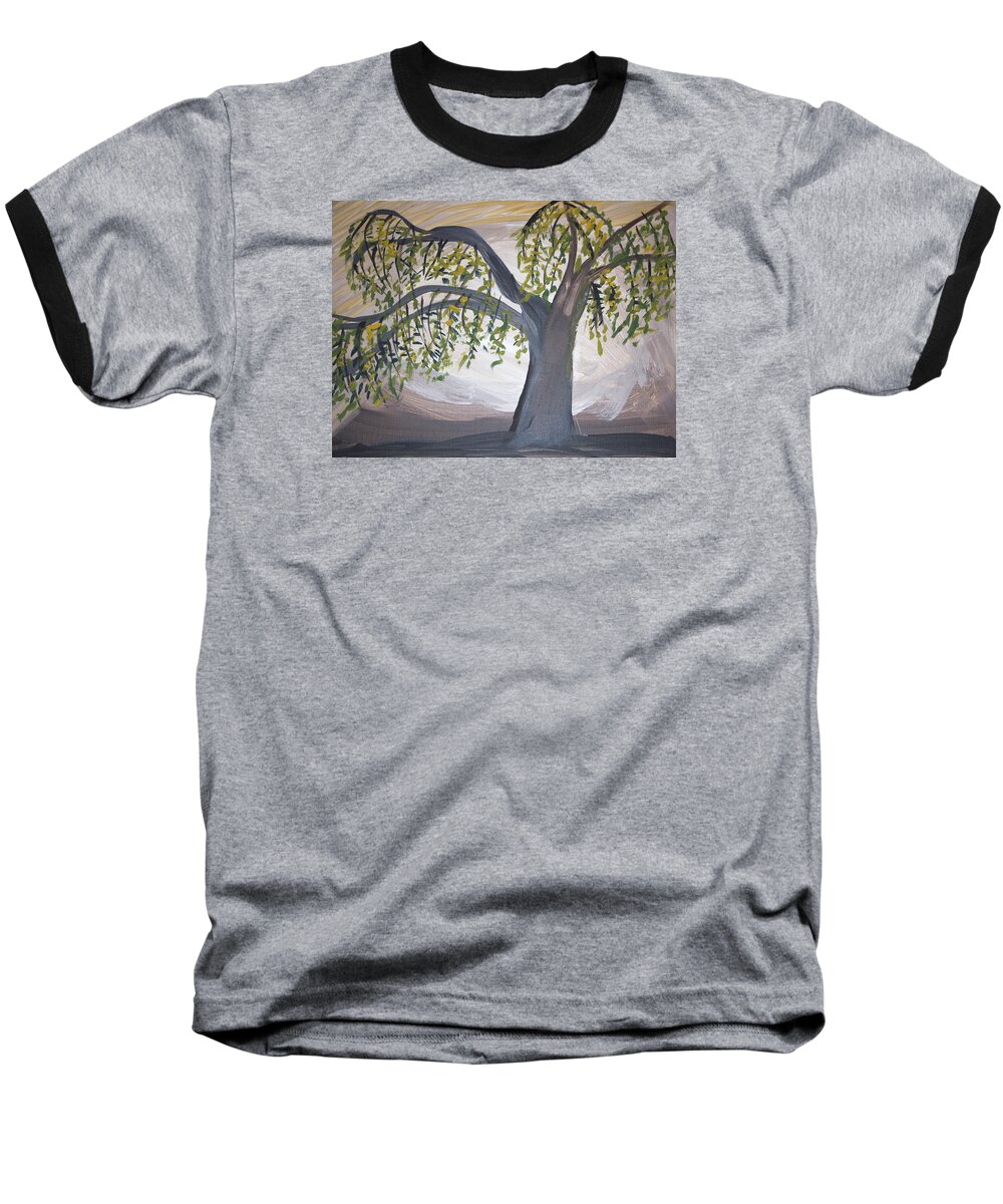 Acrylic Painting Baseball T-Shirt featuring the painting Old Willow by Cathy Anderson