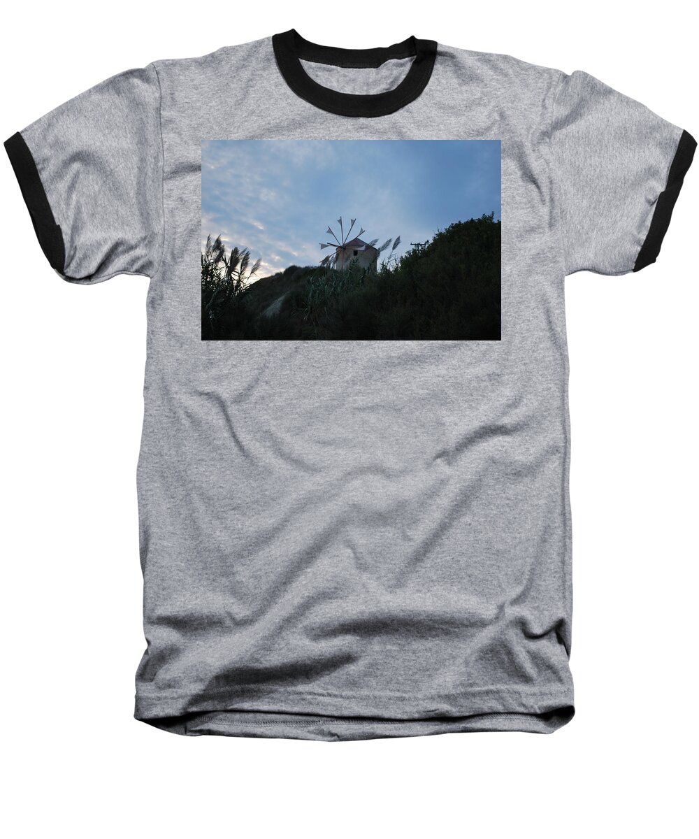 Old Wind Mill Baseball T-Shirt featuring the photograph Old Wind Mill 1830 by George Katechis
