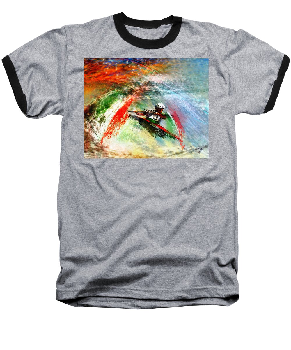 Sports Baseball T-Shirt featuring the painting Olympics Kayaking 02 by Miki De Goodaboom