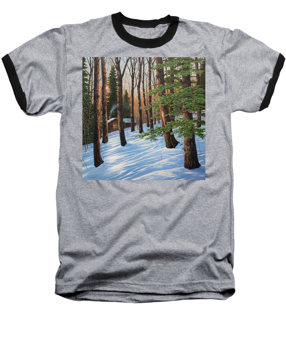 Jake Vandenbrink Baseball T-Shirt featuring the painting On a Winter's Morn by Jake Vandenbrink