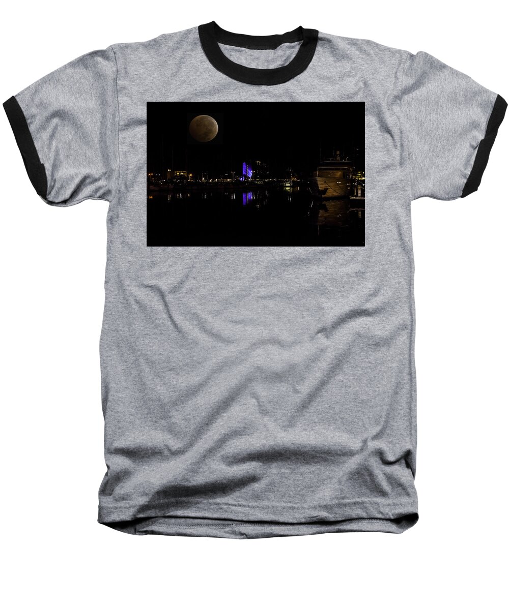 Moon Baseball T-Shirt featuring the photograph One Late Night by Leticia Latocki