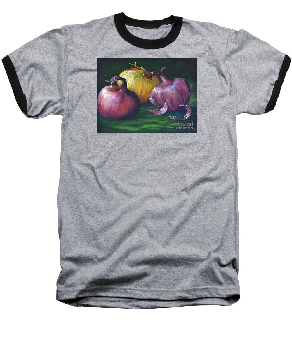 Still Life Painting Baseball T-Shirt featuring the painting Onions by AnnaJo Vahle