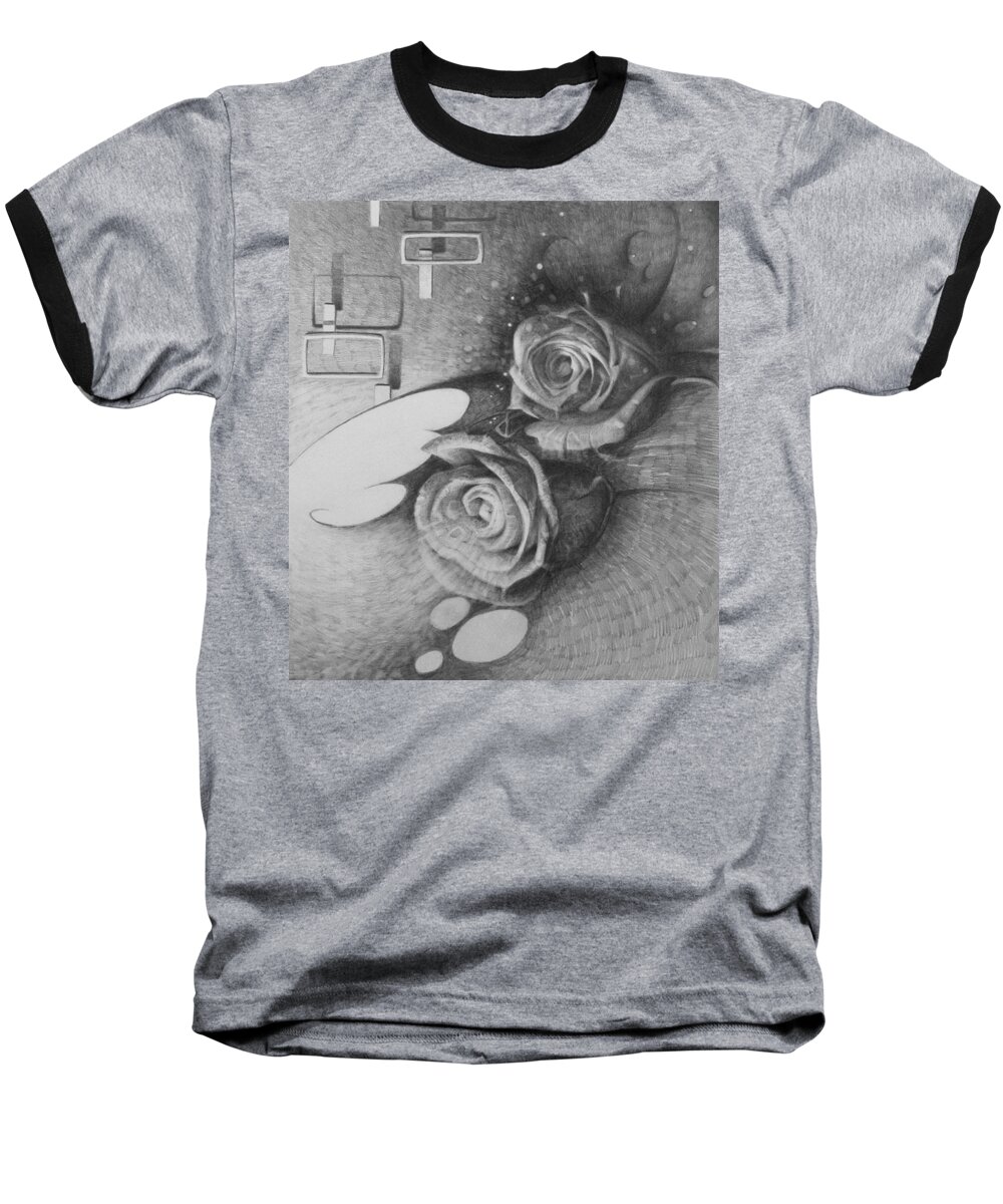 Rose Baseball T-Shirt featuring the drawing Only God Can Make A Rose by T S Carson