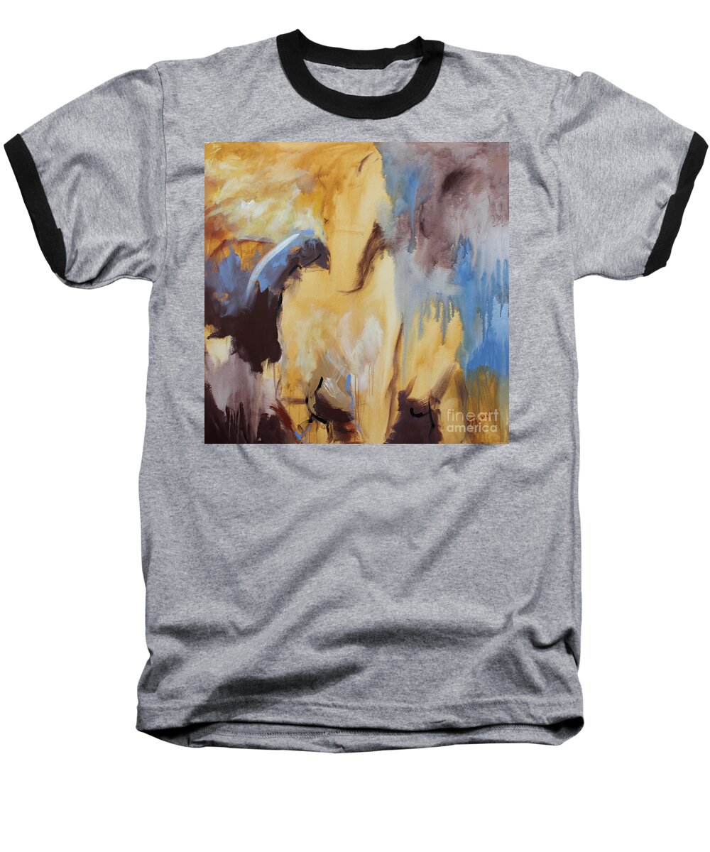 Horse Painting Baseball T-Shirt featuring the painting Onward by Valerie Freeman