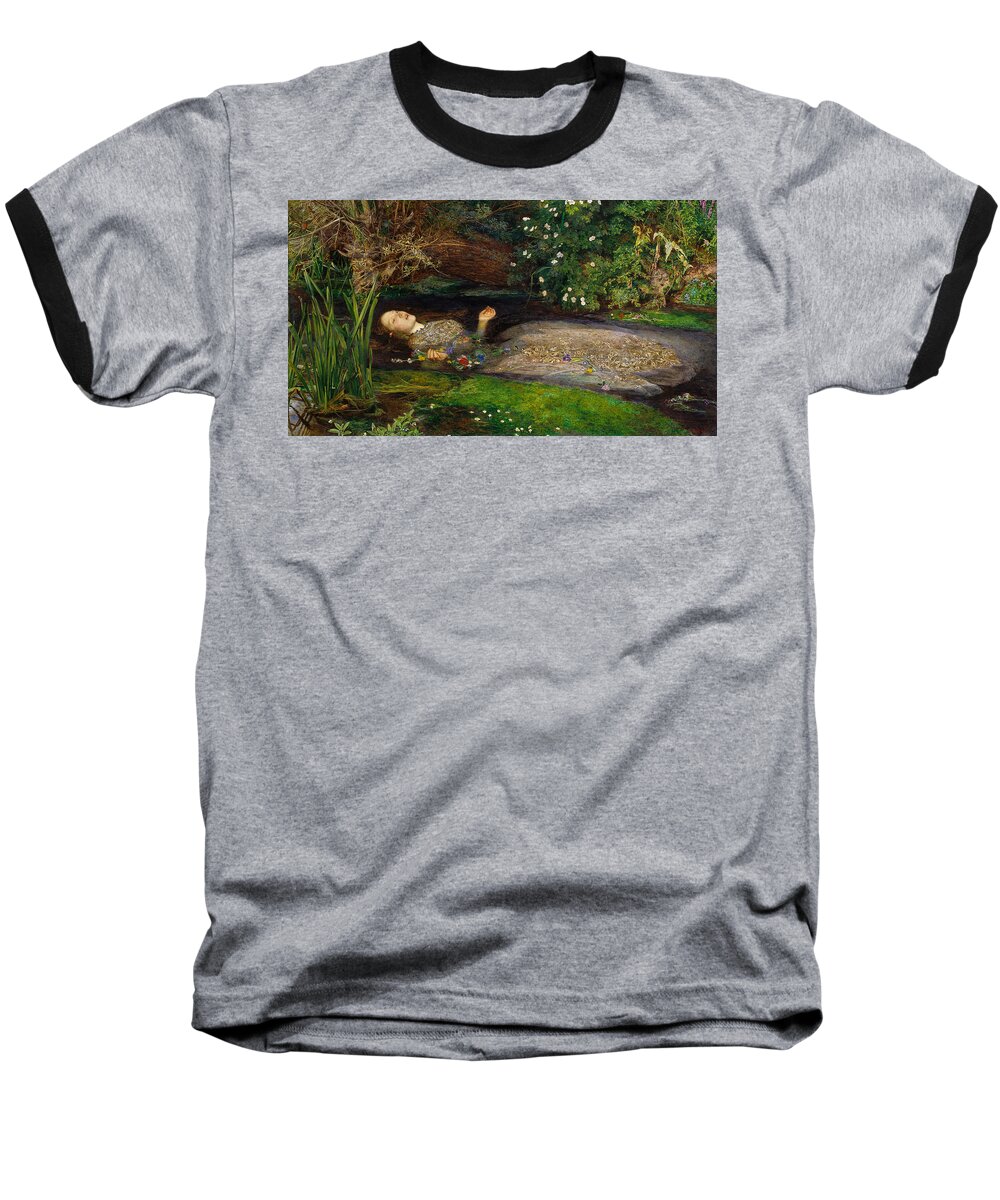 Ophelia Baseball T-Shirt featuring the digital art Ophelia by John Everett Millais