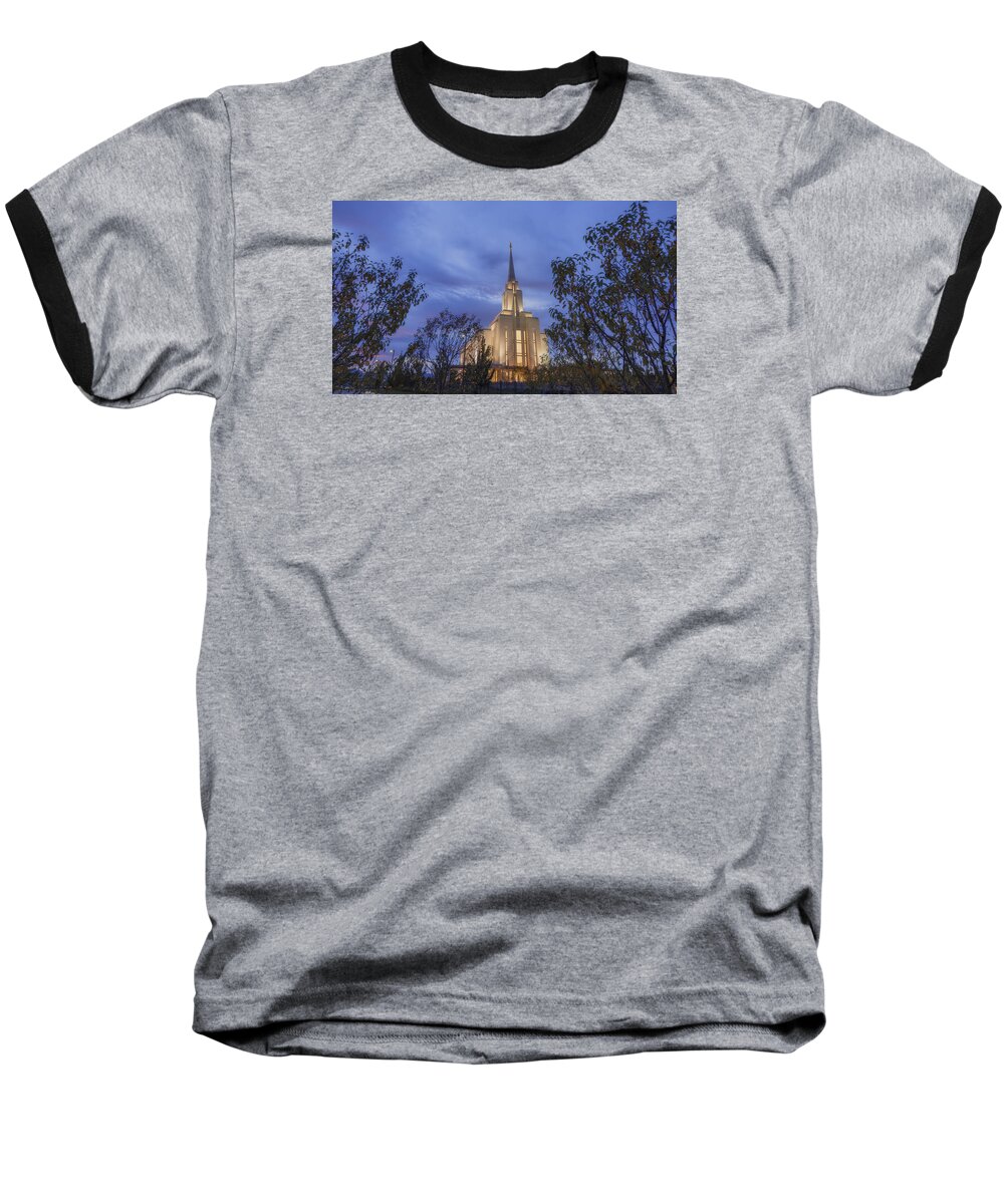 Oquirhh Baseball T-Shirt featuring the photograph Oquirrh Mountain Temple II by Chad Dutson