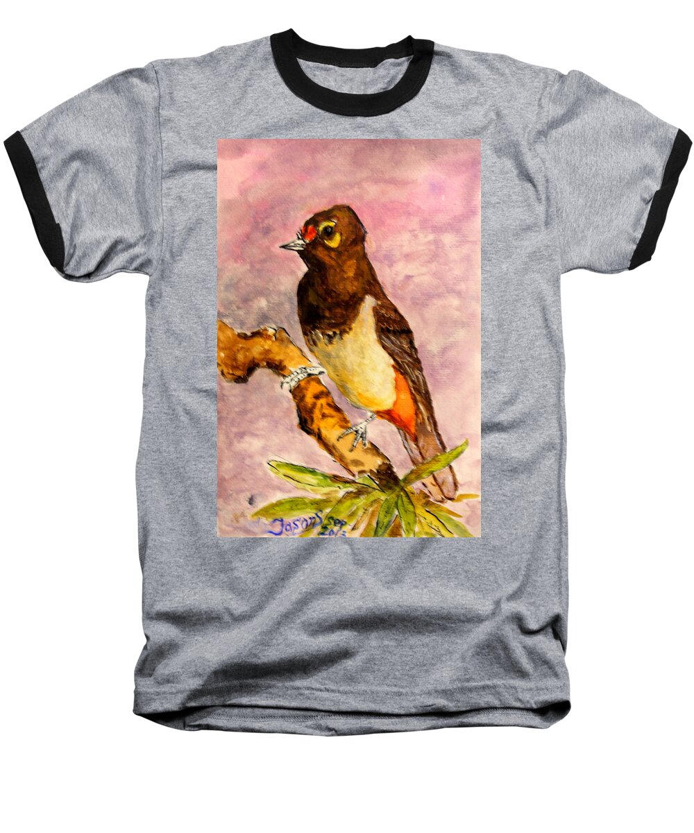 Bird Baseball T-Shirt featuring the painting Orange-spotted Bulbul by Jason Sentuf