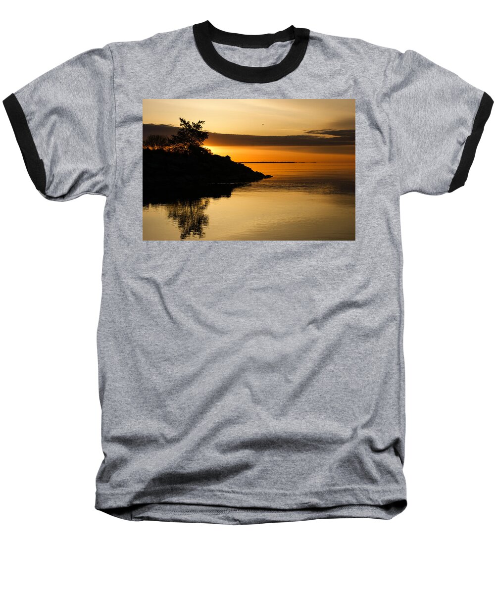 Lake Baseball T-Shirt featuring the photograph Orange Sunrise by Georgia Mizuleva