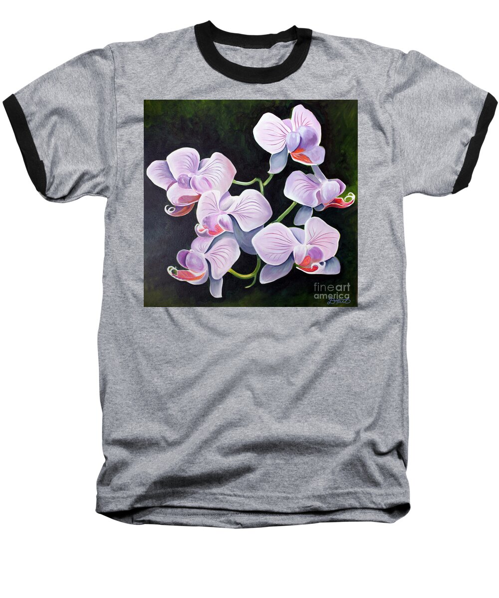 Orchids Baseball T-Shirt featuring the painting Orchids II by Debbie Hart