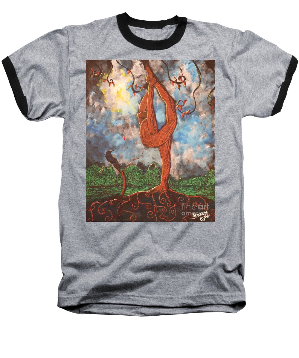 Landscape Baseball T-Shirt featuring the painting Our Dance With Nature by Stefan Duncan