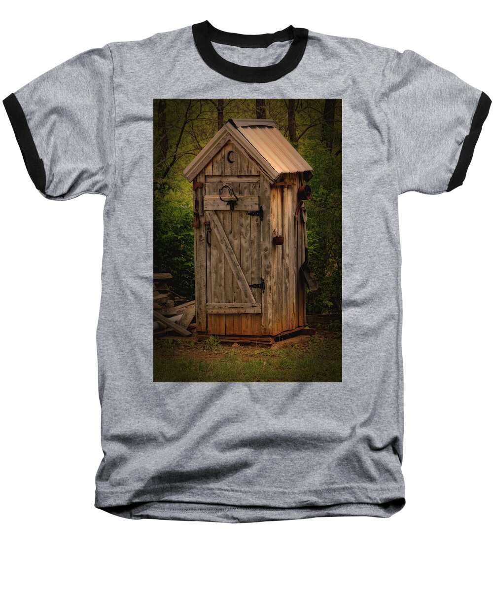 Outhouse Baseball T-Shirt featuring the photograph Outhous Caledonia MO DSC04010 by Greg Kluempers