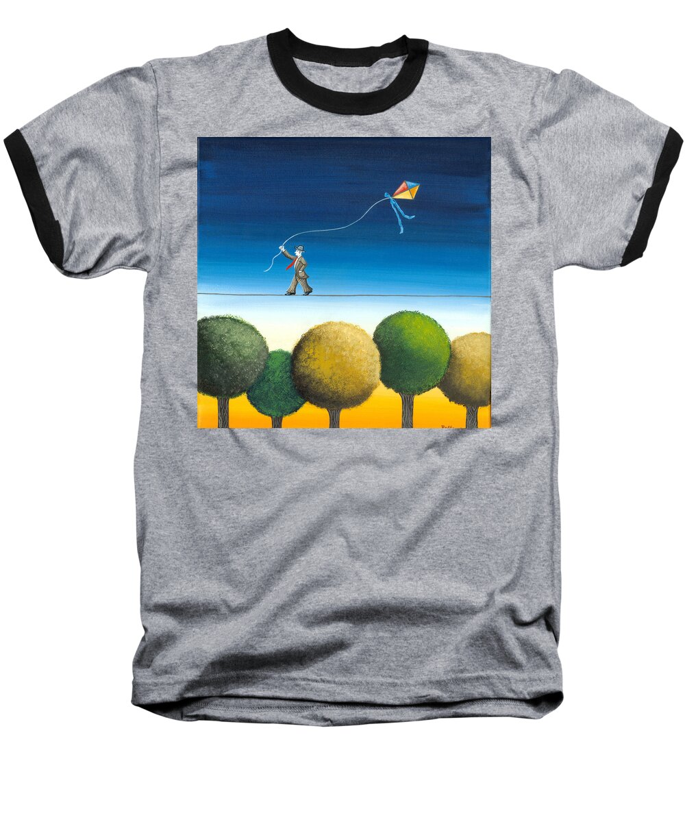 Trees Baseball T-Shirt featuring the painting Over the trees by Graciela Bello