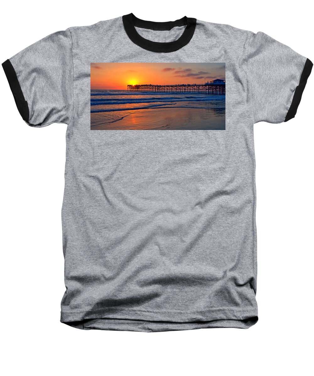 Architecture Baseball T-Shirt featuring the photograph Pacific Beach Pier - EX Lrg - Widescreen by Peter Tellone