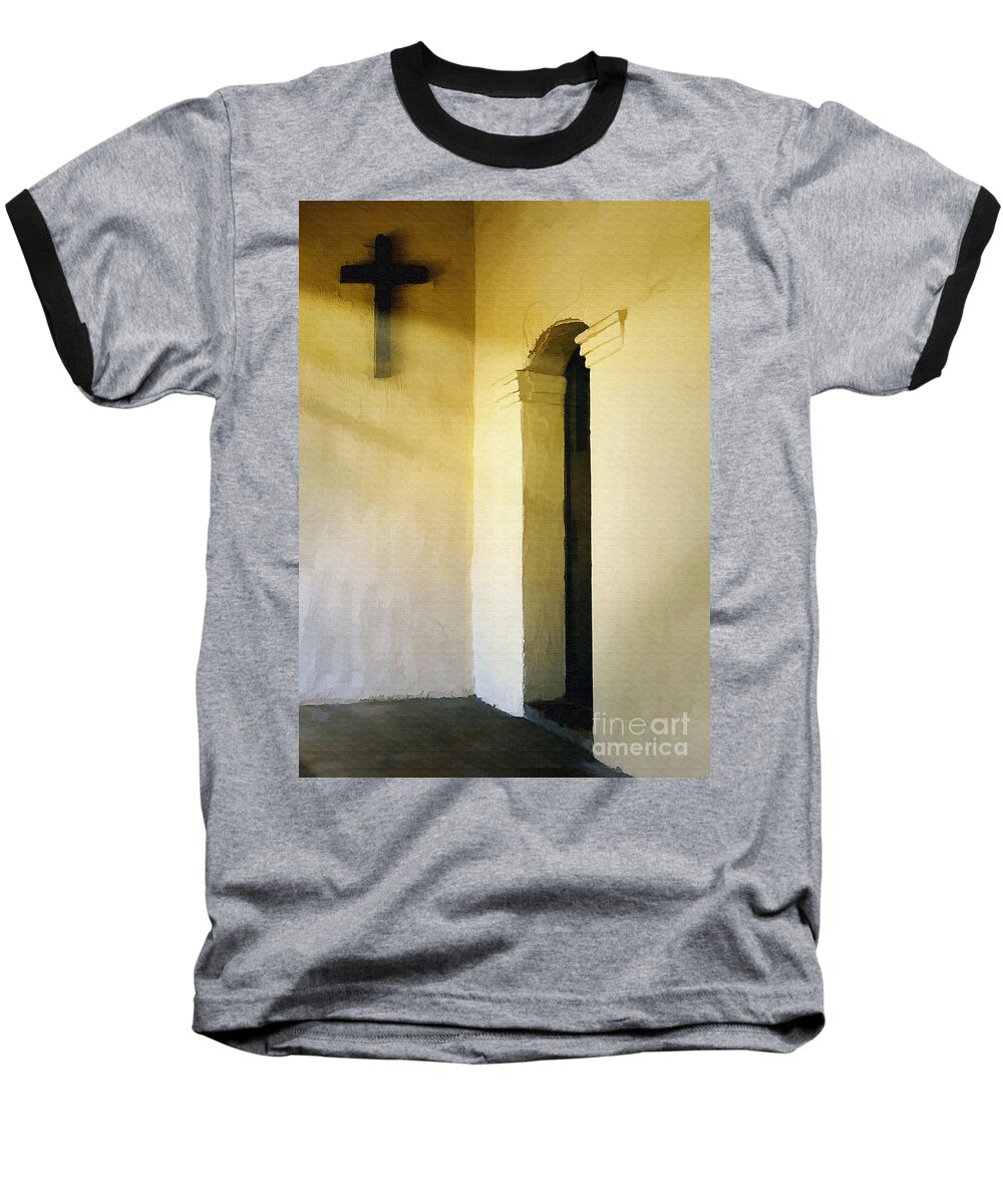 Mission Baseball T-Shirt featuring the photograph Padre's Door by Sharon Foster