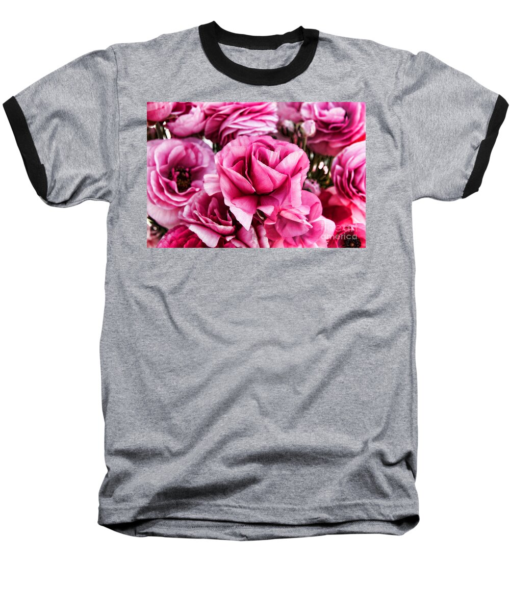 Ranunculus Baseball T-Shirt featuring the photograph Paint Me Pink Ranunculus Flowers By Diana Sainz by Diana Raquel Sainz