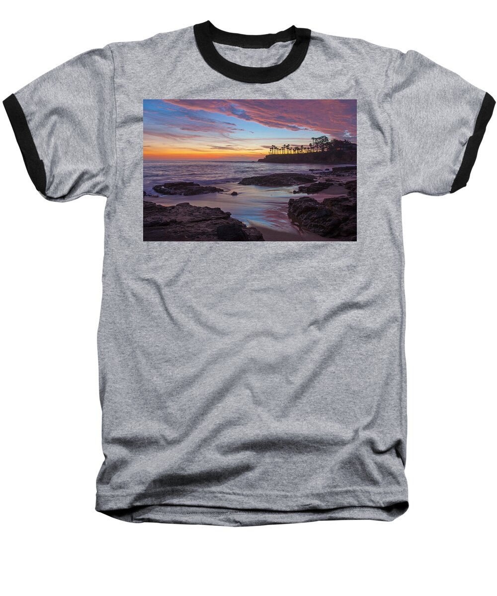 Laguna Beach Baseball T-Shirt featuring the photograph Painted Sky Laguna Beach by Cliff Wassmann