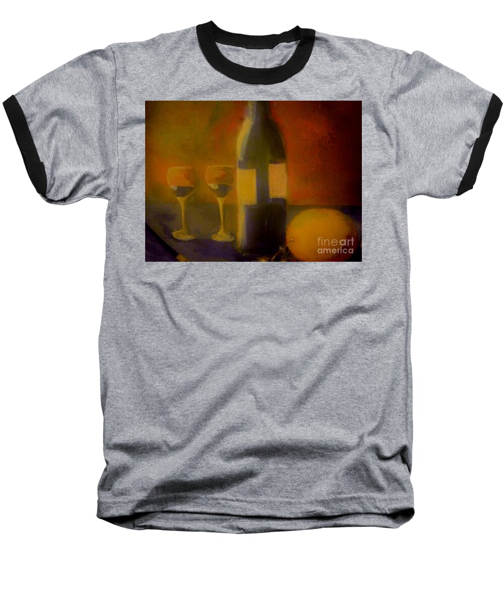 Antique Baseball T-Shirt featuring the painting Painting and Wine by Lisa Kaiser