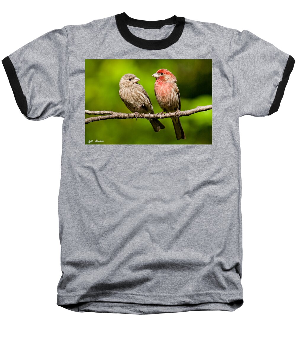 Affectionate Baseball T-Shirt featuring the photograph Pair of House Finches in a Tree by Jeff Goulden