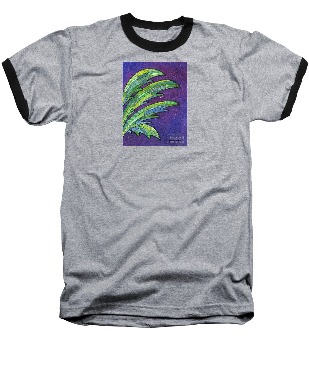 Palm Baseball T-Shirt featuring the painting Palms Against the Night Sky by Diane Thornton