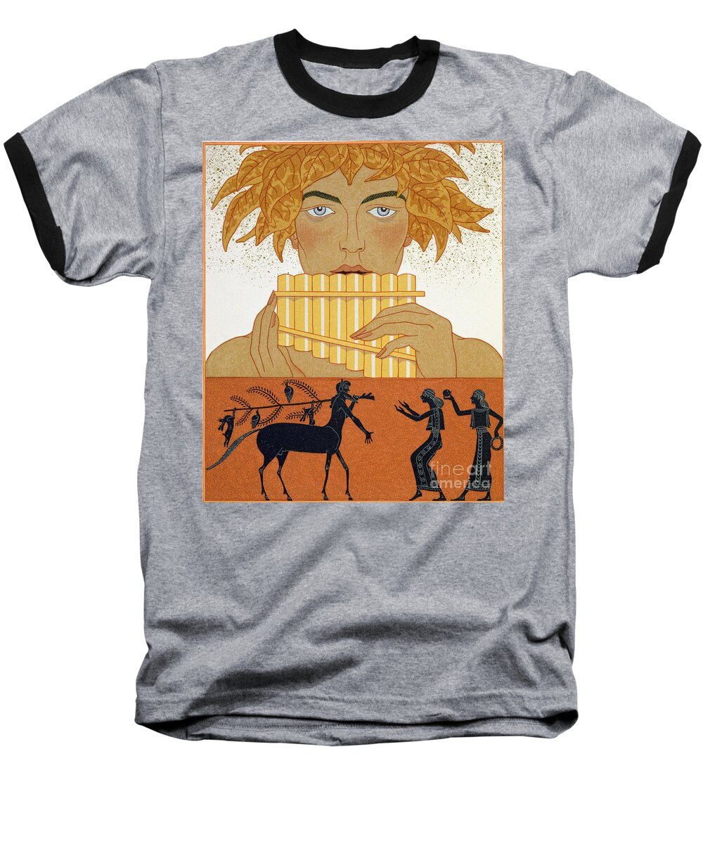 Centaur Baseball T-Shirt featuring the painting Pan Piper by Georges Barbier
