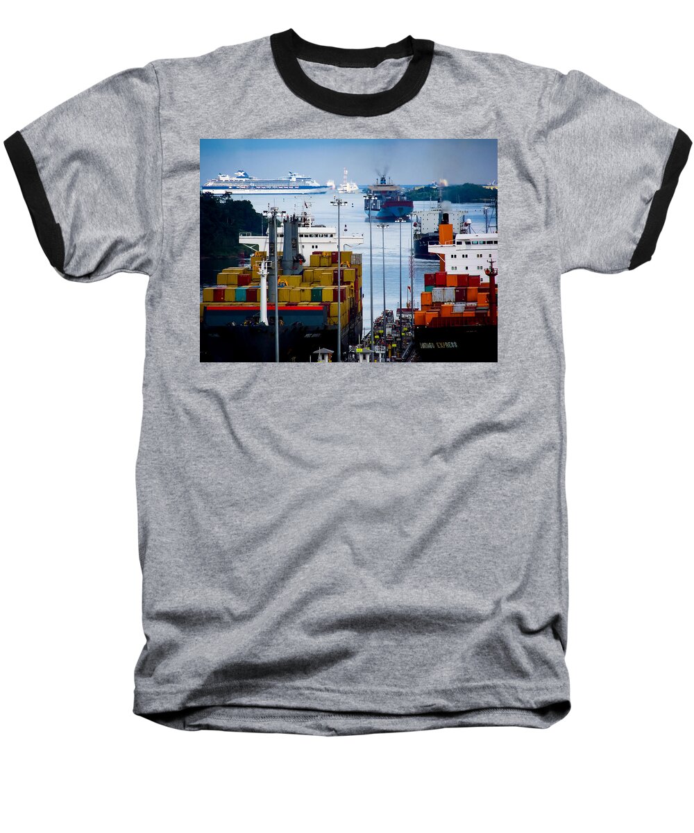 Panama Canal Baseball T-Shirt featuring the photograph Panama Canal Express by Karen Wiles