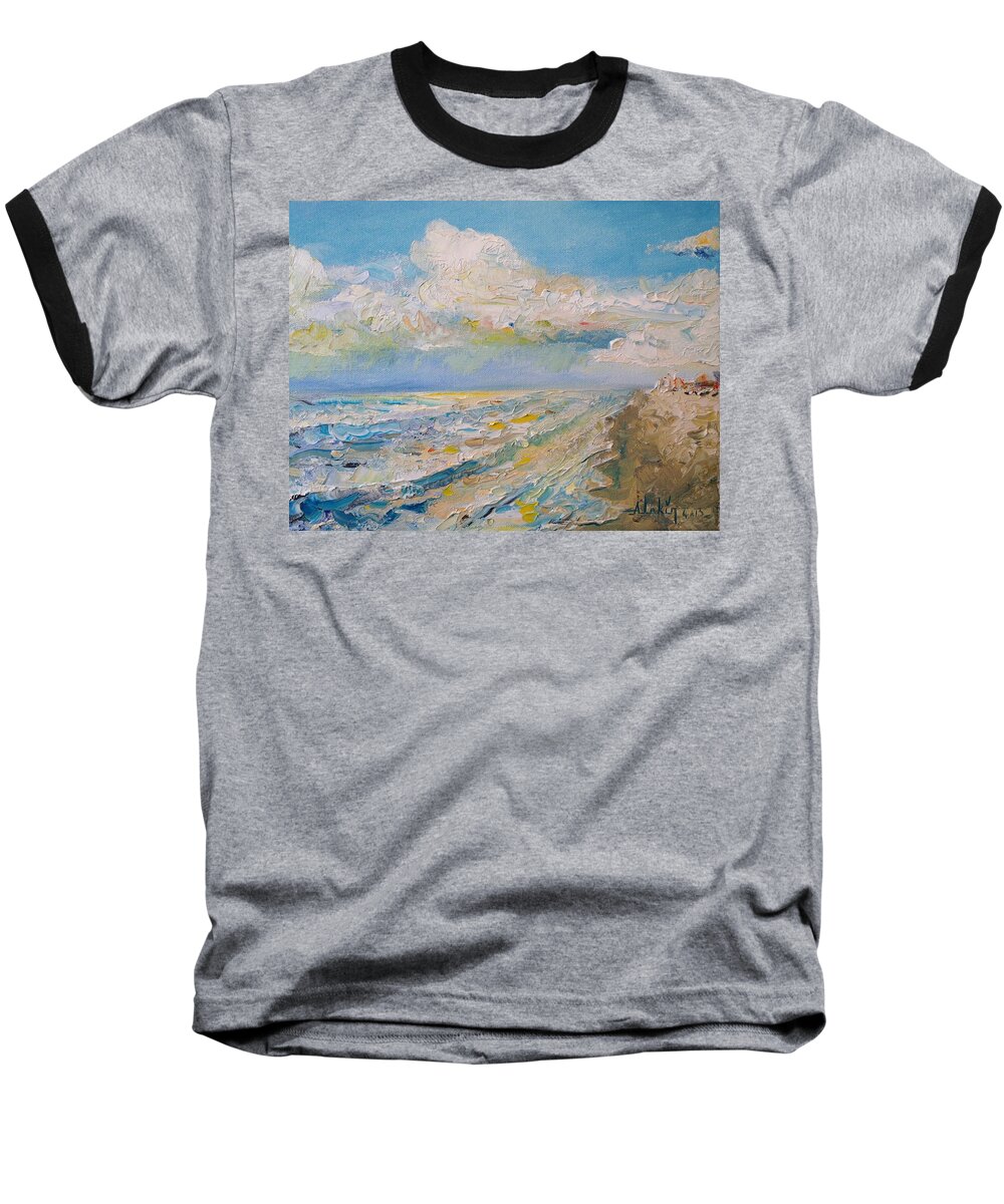 Seascape Baseball T-Shirt featuring the painting Panama City Beach by Alan Lakin
