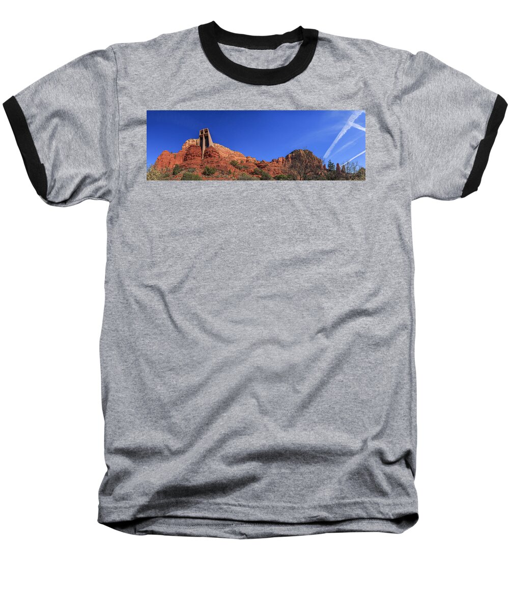Cross Baseball T-Shirt featuring the photograph Panorama Chapel of the Holy Cross Sedona AZ by Scott Campbell