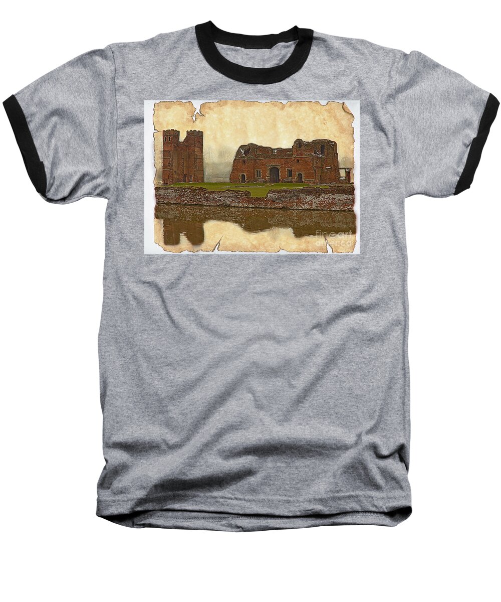 Linsey Williams Photography Baseball T-Shirt featuring the photograph Parchment Texture Kirby Muxloe Castle by Linsey Williams